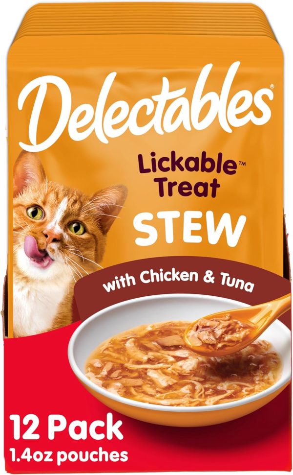 Delectables Lickable Treat Stew Wet Cat Treat with Real Chicken & Tuna