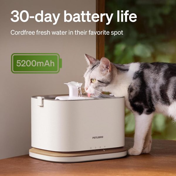 PETLIBRO Upgrade Cat Water Fountain, Cordless  Battery