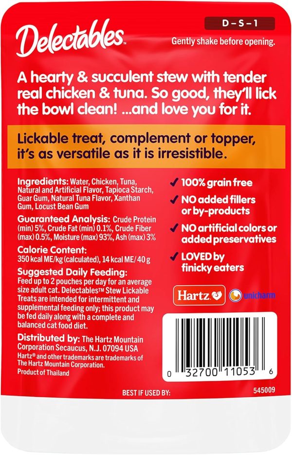 Delectables Lickable Treat Stew Wet Cat Treat with Real Chicken & Tuna