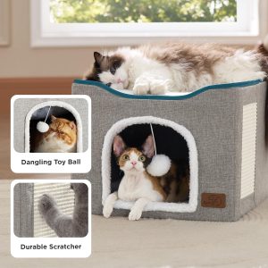 Bedsure Cat Beds for Indoor Cats - Large Cat Cave for Pet